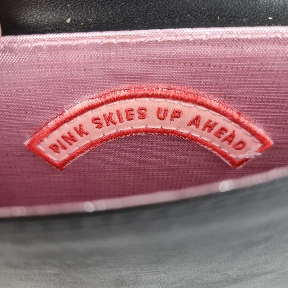 💥 3/$30 Ban.do black faux leather clutch wristlet wallet w/attached poof accent - Picture 9 of 13